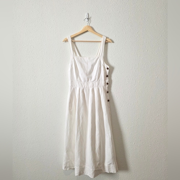 NEW Gap White Linen Cotton Midi Dress 6 - Picture 3 of 8